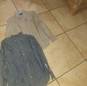 Boys RALPH Lauren Ls Plaid and Chambray Shirt 14/16